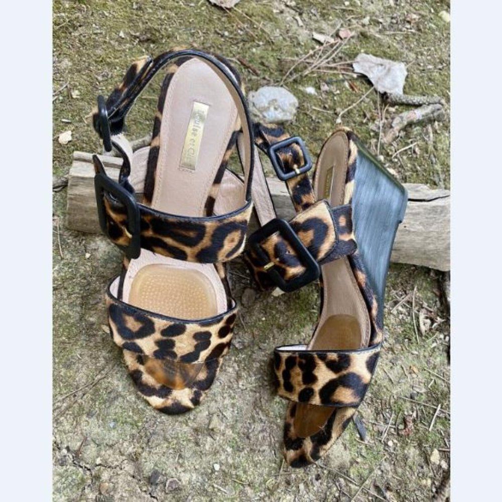 Louise et Cie Leopard Print Wedge Sandals - Picture 3 of 9